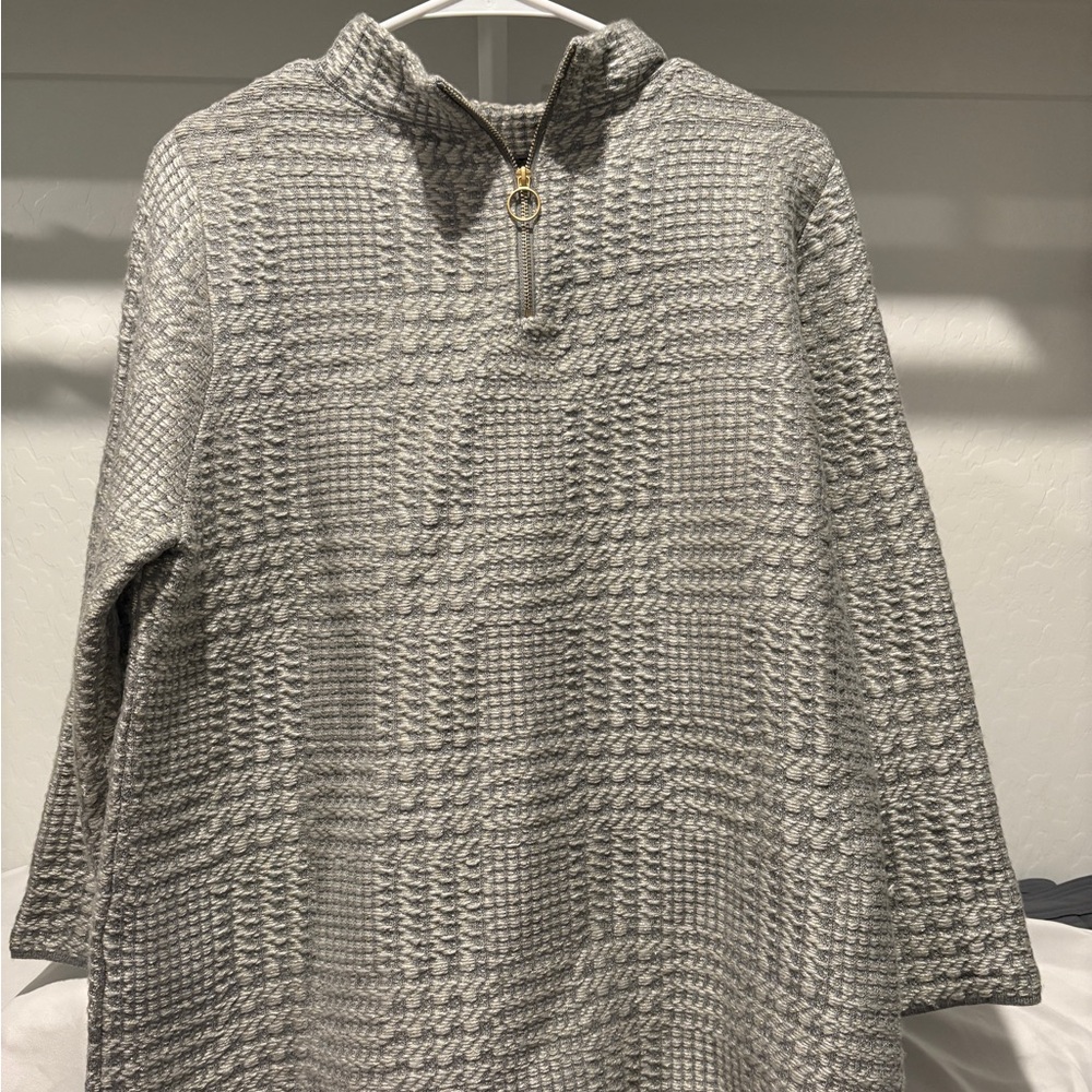 Chico's Gray Textured Blazer with Zip Detail